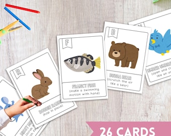 Zoo Phonics, materiale stampabile per l'istruzione parentale, alfabeto artistico, materiale da colorare stampabile, alfabeto per l'asilo nido, decorazioni murali per bambini, materiali Montessori, PDF per la scuola materna