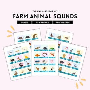 Tierstimmen auf dem Bauernhof, Digitaler Download, Bauernhof Kinderzimmer, Tierstimmen auf dem Bauernhof, Babytiere, Süße Tiere, Baby Bauernhoftiere Schwein Schaf Kuh PDF-Datei