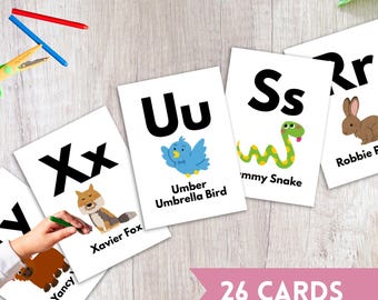 Zoo Phonics, Alphabet Flashcards, Preschool Worksheets, Printable Coloring, Kids Wall Art, Alphabet Art, Homeschool Printable, PDF File