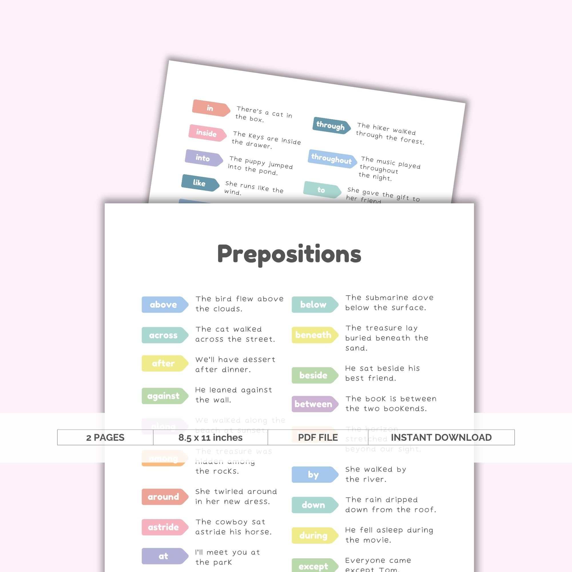 Prepositions, Preposition Words, Preschool Curriculum, English Language ...