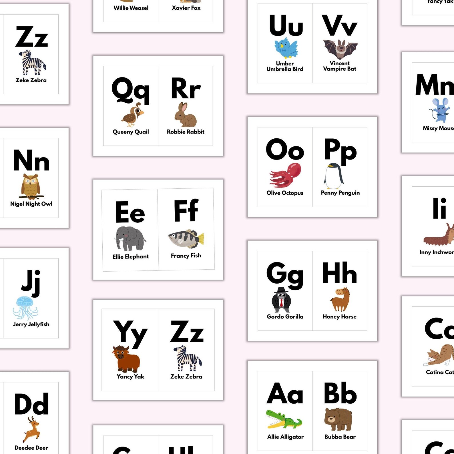 Zoo Phonics, Alphabet Flashcards, Preschool Worksheets, Printable