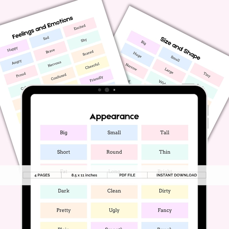 Adjectives List Printable | Color PDF | English Grammar Reference Chart ...
