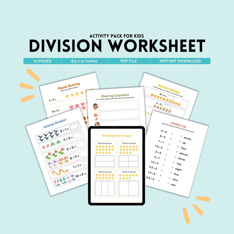 Division Worksheet, Math Worksheets, 1st Grade Worksheets, Math