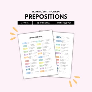 Prepositions, Parts of Speech, Preposition Activity, Speech Therapy, Preschool Learning, Grammar Lesson, Preposition Words PDF Download File