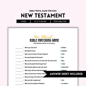 Bible Trivia Games, Bible Games, Christian Games, Bible Study Games, Church Games, Youth Group Games, Sunday School Games, Matching Game PDF