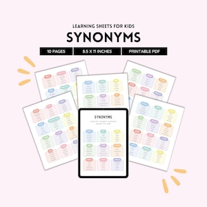 Synonyms, Vocabulary Worksheet, English Synonyms, English Teacher, Vocabulary Builder, Language Arts, Descriptive Words, Language Study PDF