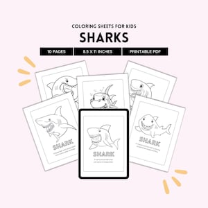 Shark Coloring Pages, Coloring Book, Printable Coloring, Sea Creature, Ocean Life Coloring, Shark Party, Childrens Coloring, Shark Birthday