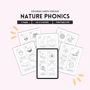Fonética natural, manualidades con el alfabeto, páginas para colorear, manualidades con letras, material imprimible para la educación en el hogar, arte del alfabeto, sonidos iniciales, educación en el hogar, archivo PDF