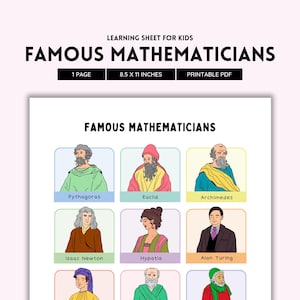 Famous Mathematician, Classroom Decor, Math Classroom, Mathematicians, Math Teacher, Stem Posters, Educational Poster Famous People Math PDF