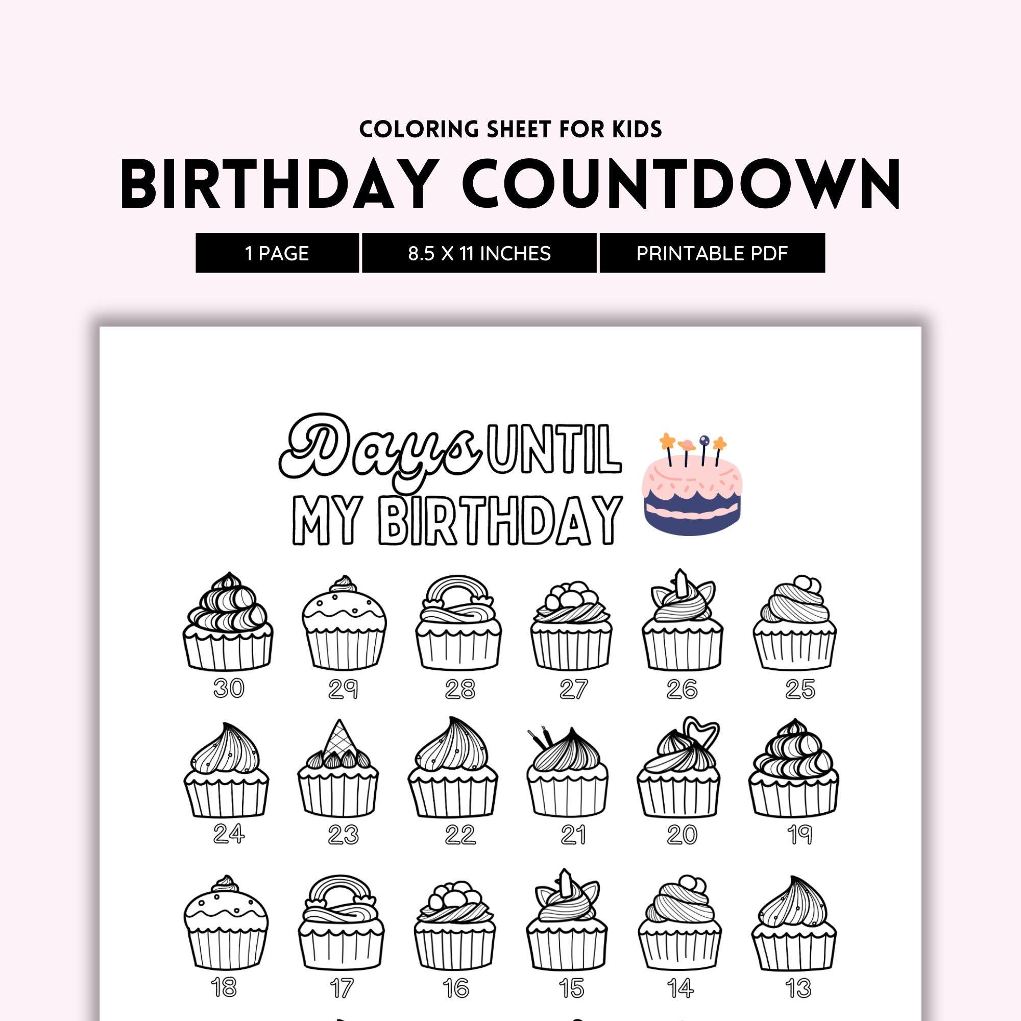 Birthday Countdown, Birthday Calendar, Countdown Calendar, Birthday Printable, Kids Birthday, Birthday Activity, Its My Birthday, PDF File - Etsy birthday-countdown-birthday-calendar-countdown-calendar-birthday-printable-kids-birthday-birthday-activity-its-my-birthday-pdf-file-etsy