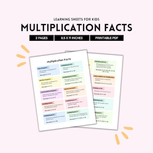 Multiplication Facts Chart | Color PDF | Math Reference Poster | Elementary Classroom & Homeschool Learning Resource