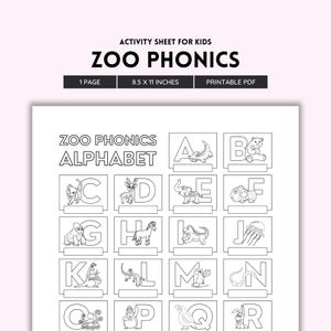 Zoo Phonics, Alphabet Craft, Alphabet Poster, Letter Craft, Homeschool Printable, Alphabet Art, Beginning Sounds Wild Animals Safari Animals