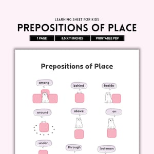 Prepositions, Prepositions of Place, English Language, Parts of Speech, Types of preposition, Learn English, Prepositions Place PDF Download
