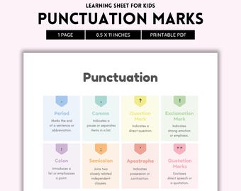 Interpunctie, leestekens, Engelse grammatica, vraagteken, leraar Engels, directe download, uitroepteken delen van spraak pdf-bestand