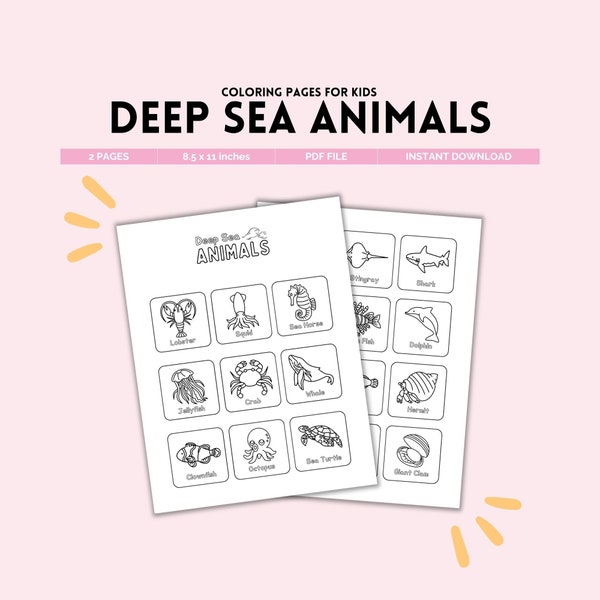 Deep Sea Animals, Under The Sea, Coloring Pages, Life Aquatic, Baby Room Decor, Marine Biology, Animal Art, Sea Animal Chart, PDF Download