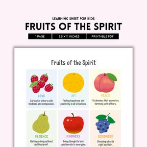 Fruits of the Spirit, Holy Spirit, Christian Gift, Confirmation Gift, Sunday School, Fruits Holy Spirit, Bible Verses, Bible Study, PDF File
