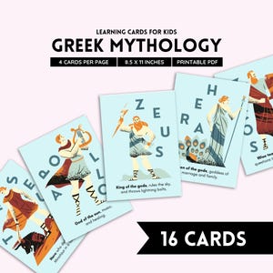 Antiche divinità greche, mitologia greca, divinità greche, antica greca, antica Grecia, arte della mitologia greca, dee greche, carte Montessori, PDF