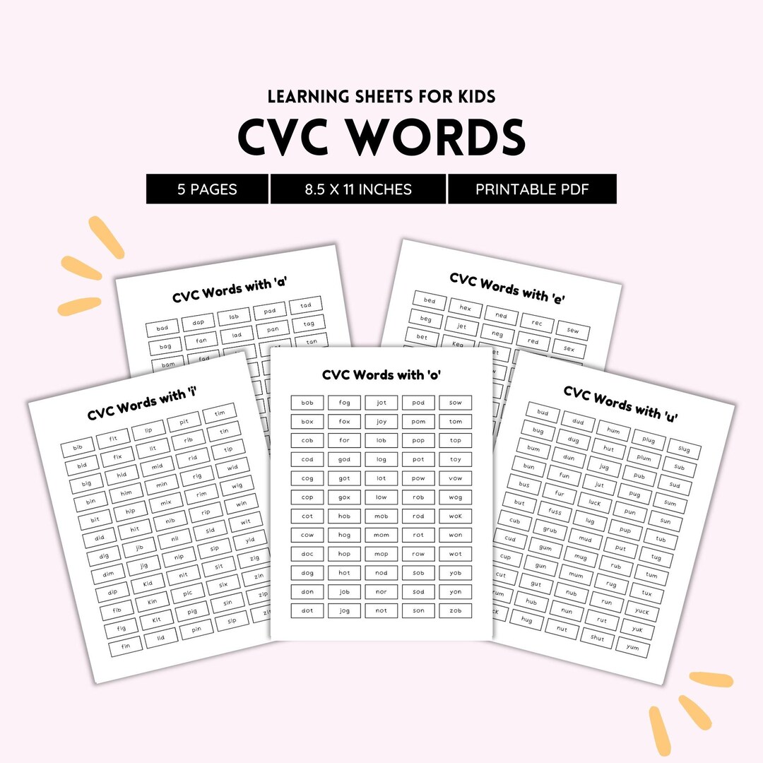 CVC Words, Learn to Read, Kindergarten Phonics, Sight Words ...