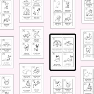 Pu&ograve; includere: Carte di animali dell'alfabeto stampabili in bianco e nero per bambini. Ogni carta presenta un animale diverso con istruzioni su come realizzare l'animale usando le dita. Gli animali includono un coniglio, un pavone, un alligatore, un gatto, un gufo, un pipistrello, una volpe, una medusa, una lucertola e altro ancora.