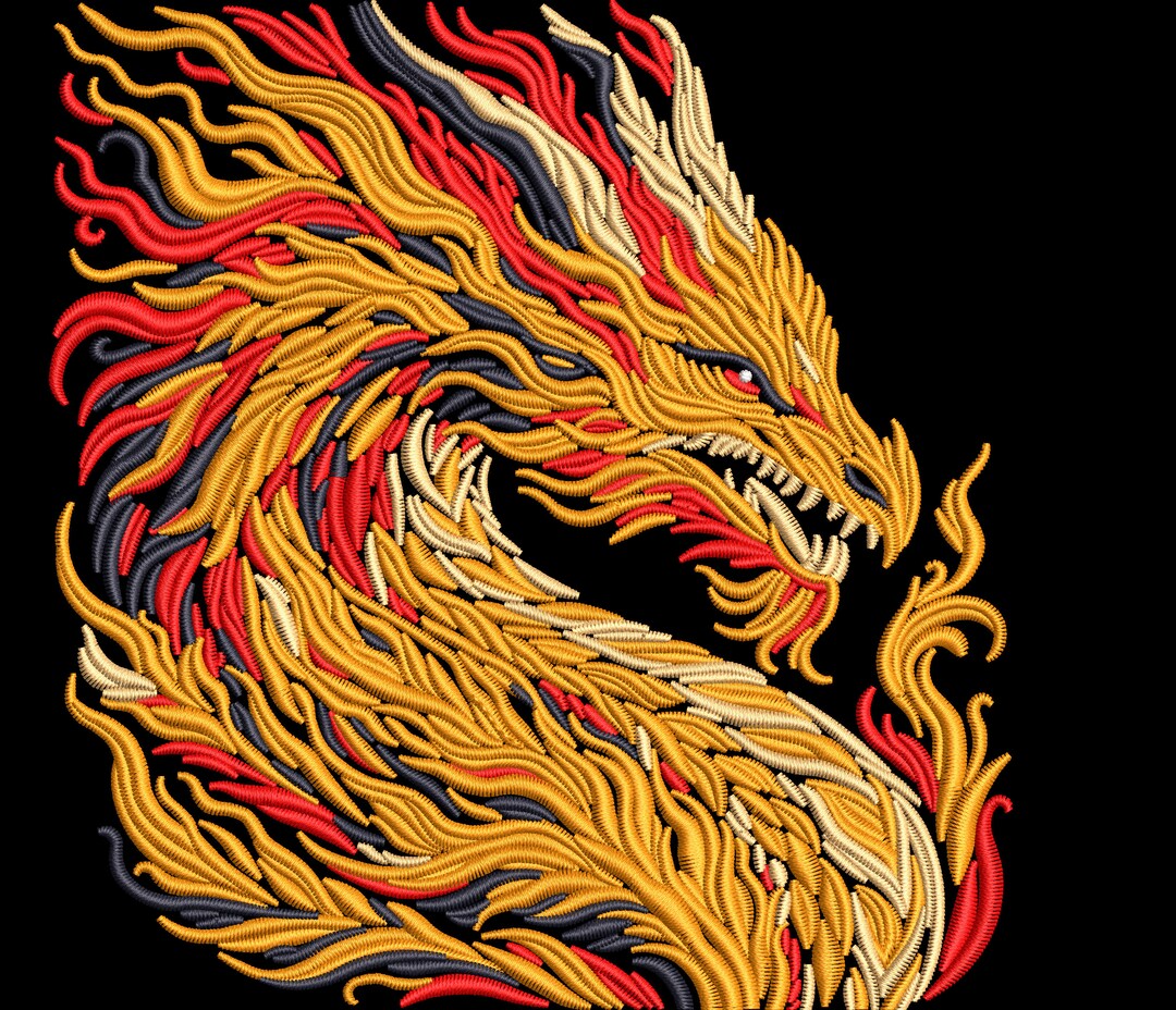 Fire Dragon Embroidery Design - Dragon Flames, Mystic Dragon, Fantasy ...