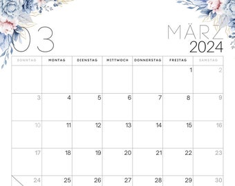 Calendar for the month of March