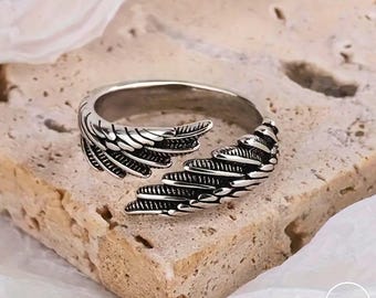 Custom Guardian Angel Wings Ring, Adjustable Minimalist Wings Band, Thoughtful Gift for Women and Men