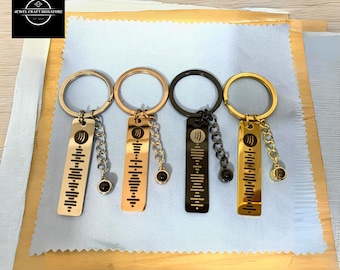 Custom Projection Picture Keychain Spotify Code, Personalized Stainless Engraved Photo Key Chain Jewelry, Gifts for Her, Him, Mom, Wife