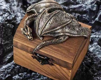Personalized Dragon Ring Box with Name, Custom Wooden Ring Holder, Jewelry Box for Proposal, Wedding, Engagement, or Memorial Gift for Him