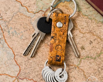 Custom Passport Keychain & Country Tokens Bundle, Multiple Vegan Leather Keyring Charms, Travel Memory Places Visited Keepsake Lover Gifts