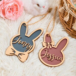 Benutzerdefinierte Hase Osterkorb Tag, personalisierte Ostern Tischkarte Ornament, Ostern Korb Name Charme, Ostergeschenke für Kinder, Freunde, Familie