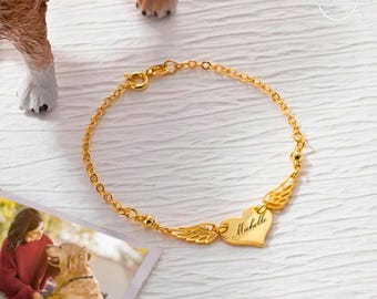 Pulsera personalizada "Mamá de un ángel", joyería conmemorativa, pulsera para la pérdida de un bebé, pulsera para la pérdida de la madre, regalos para un aborto espontáneo, dije de ala conmemorativa