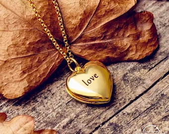 Custom Angel Wing Heart Necklace, Personalized Name Birthstone Pendant, Dainty Memorial Photo Picture Locket, Thoughtful Remembrance Jewelry