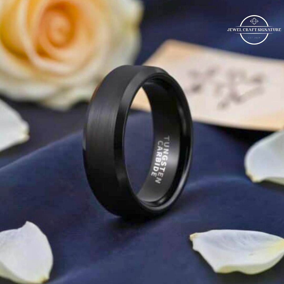 Custom Name Engraved Men's Ring, Personalized Tungsten Promise ...