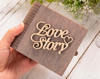 Boîte à alliances personnalisée histoire d'amour, boîte à bijoux double bague, mini porte-bagues livre en bois, cadeau pour couple/jeunes mariés/proposition de mariage