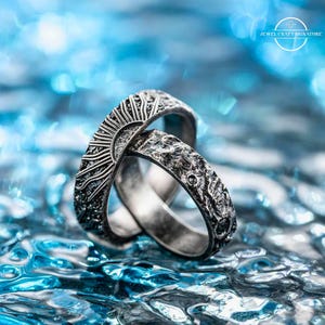 Anelli di promessa abbinati Sole e Luna, set di gioielli con anelli di coppia, regalo di fidanzamento per anniversario di matrimonio per lei, lui, moglie, amanti, fidanzata