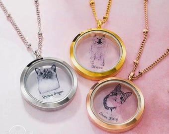 Collana con ciondolo a forma di urna con pelliccia di animale domestico personalizzata con foto e nome, collana commemorativa personalizzata con ritratto di animale domestico, ricordo per le ceneri, regalo per gli amanti degli animali.