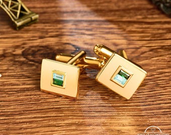 Custom Birthstone Cufflinks For Men, Personalized Family Stone Dress Shirt Accessory, Unique Engraved Dad Husband Grandfather Men's Jewelry