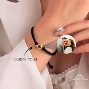 Custom Photo Projection Bracelet – Personalized Picture Jewelry, Adjustable Woven Bracelet, Meaningful Gifts for Couples, Family & Friends