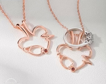 Custom Nurse Ring Holder Necklace, Personalized Stethoscope Birthstone Necklace, Ring Keeper Gifts for Nurse/Doctor/Medical Staff/Graduation