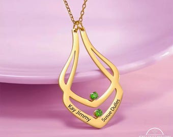 Custom Ring Holder Necklace, Ring Keeper Name Necklace with Birthstone, Geometric Ring Carrier Pendant, Gifts for Women/Mother/Doctor/Nurse