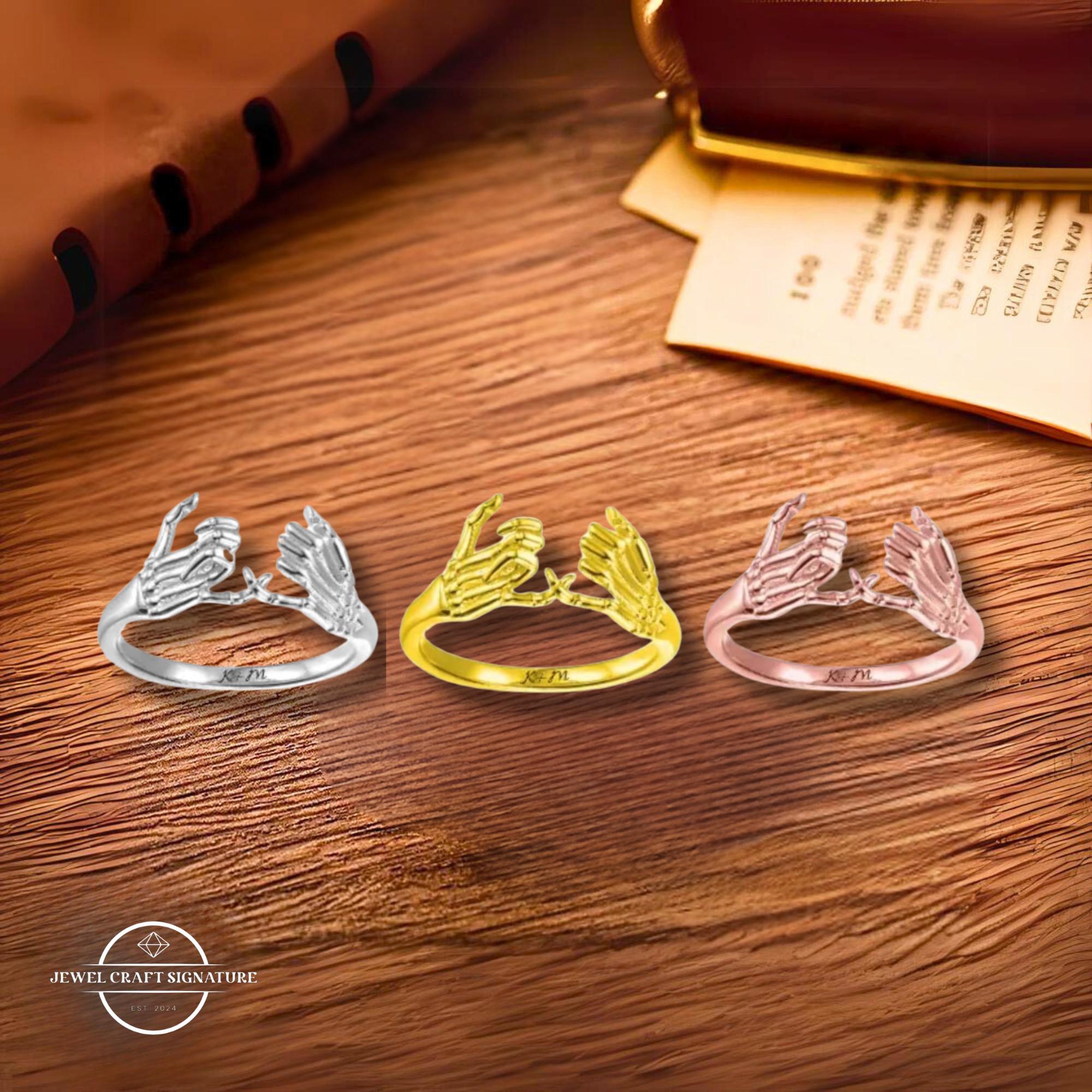 Custom Pinky Promise Ring, Personalized Engraved Couple Ring, Dainty ...