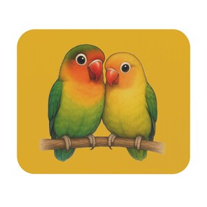 Colorful Lovebirds Mouse Pad, Desk Accessory for Bird Lovers, Cute Home Office Decor, Unique Gift for Birthdays, Study Essentials