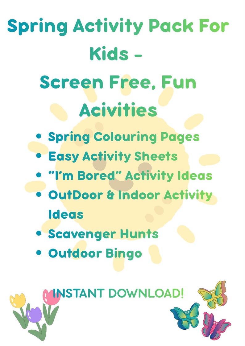 Spring Activity Pack for Kids | Screen Free Activities | Colouring ...
