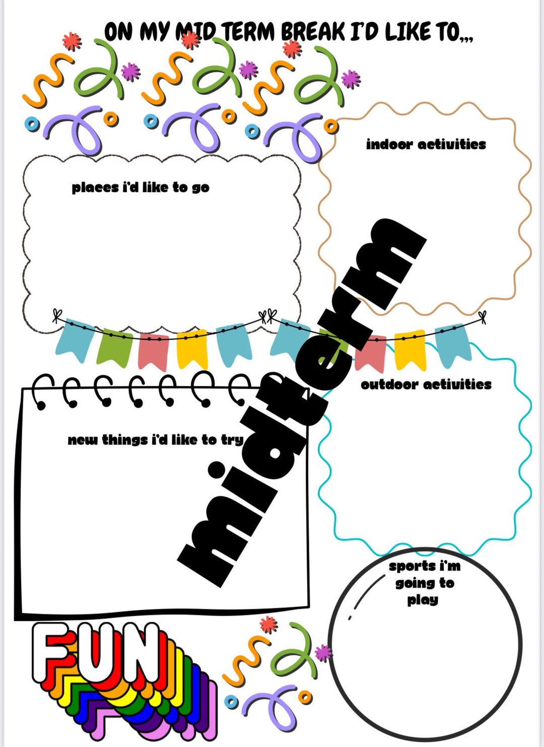 Mid Term Break Word Mid Term Break Activity Planner - Etsy