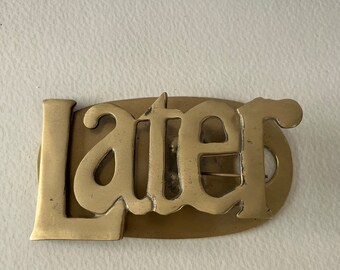 Vintage "LATER" 70s Brass Paper Clip Letter Memo Note Holder | Desk Accessory | Paperweight | Retro | MCM