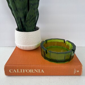 Vintage Blenko 6" Pebbled Green Glass Ashtray | MCM | Retro | Catchall | Collectible