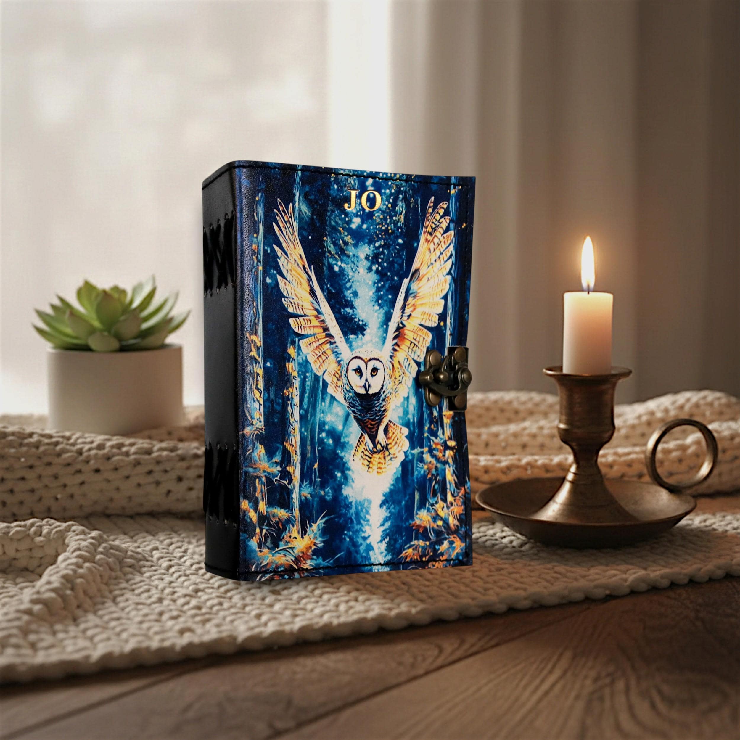 Personalized Barn Owl Leather Journal, Handmade vintage Spell book, Grimoire Journal, Book of Shadow