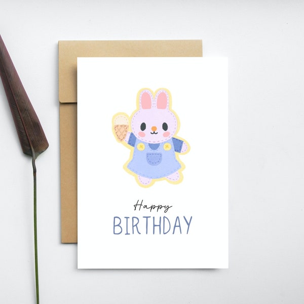 Peek a Boo Rabbit Birthday Card, Bunny Greeting Card, Birthday Card, Greeting Card, Rabbit Lover, Digital Download, Cute Children's Card