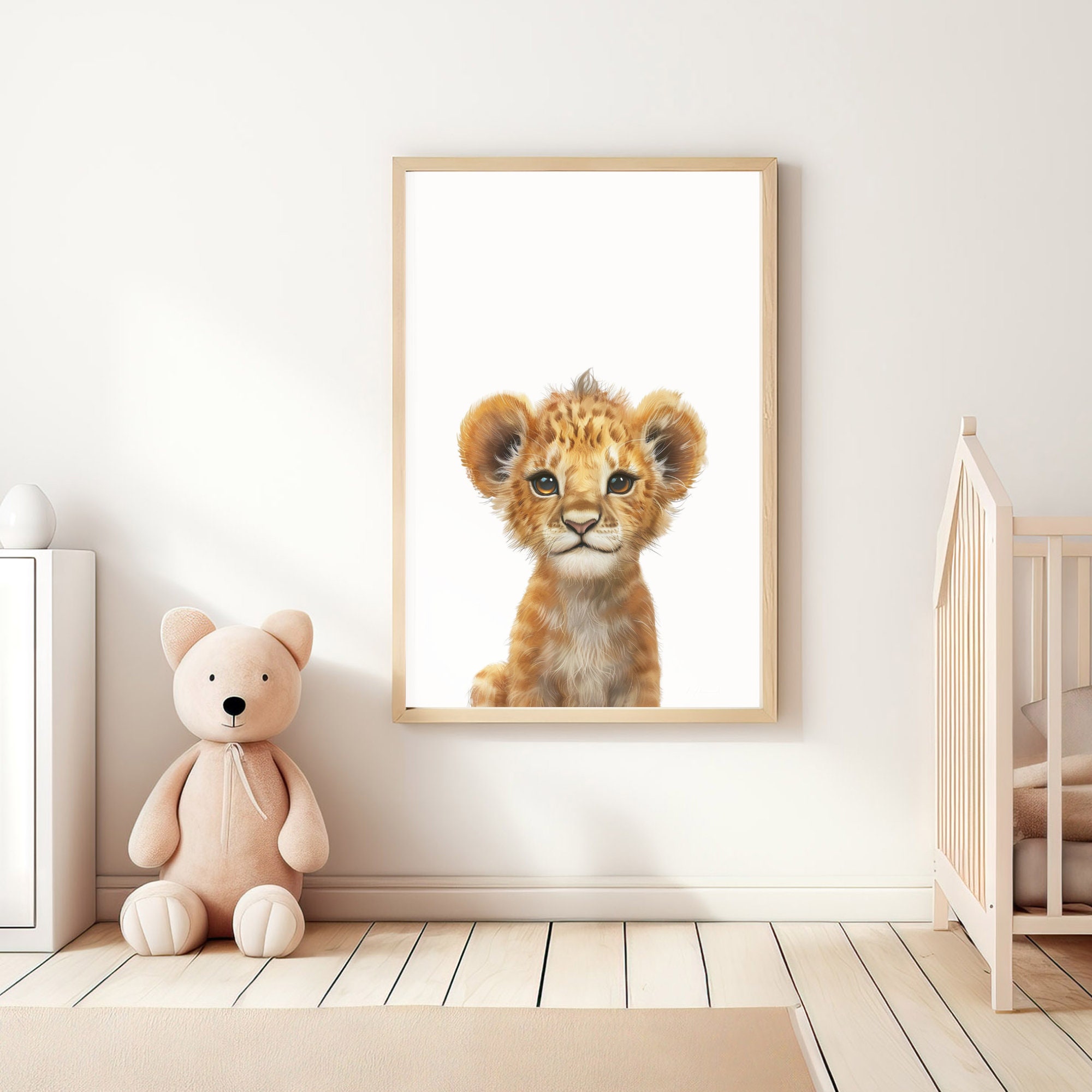 Set Di 3 Stampe Da Parete Per Cameretta Dei Bambini Con Tema Safari, Stampe Boho Per Camerette, Stampe Con Animali Della Giungla Colorati Per Camerette, Decorazioni Con Zebra, Leone, Elefante, Stampe Per - 6