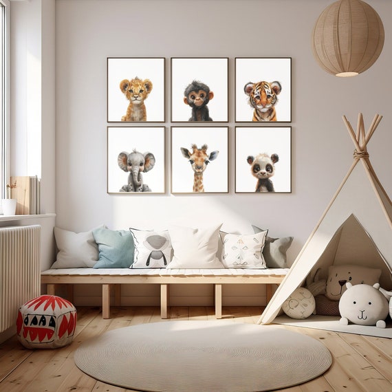 Set 6 Poster Animali Safari Per Cameretta Bambini - Formato A4, Senza Cornice - Foto 10